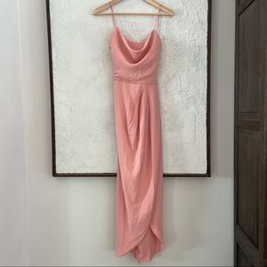 Shona Joy Lace Up Cowl Neck Maxi Dress Dusty Pink - Size 6 - Nvr Worn - Tags On